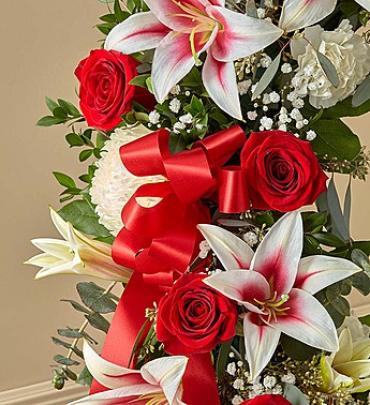 Red Rose and Lily Standing Wreath