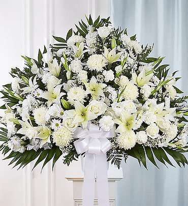 Heartfelt Sympathies Standing Basket -White
