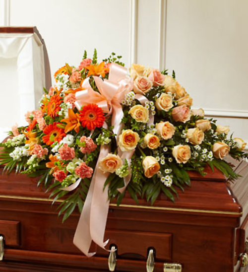 Peach, Orange, and White Half Casket Cover