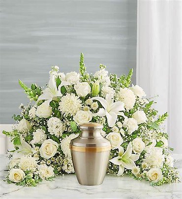 Crescent Cremation Arrangement- Blue and White
