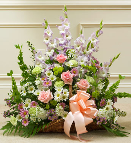 Pastel Mixed Flower Fireside Basket