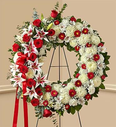 Red Rose and Lily Standing Wreath