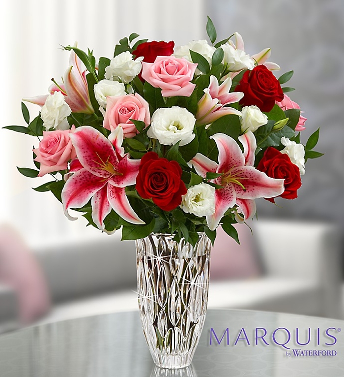 Marquis By Waterford with Red Rose and Lily Bqt.