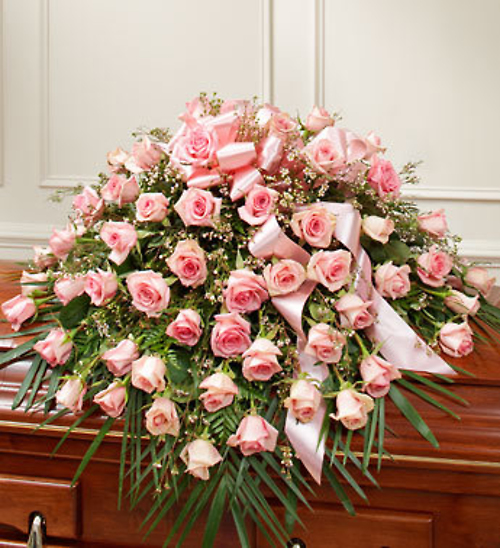 Pink Rose Half Casket Cover