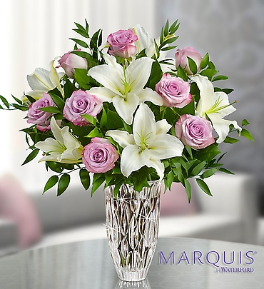 Marquis By Waterford with Purple Rose and Lily Bqt.