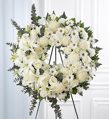 Serene Blessings Standing Wreath  - White