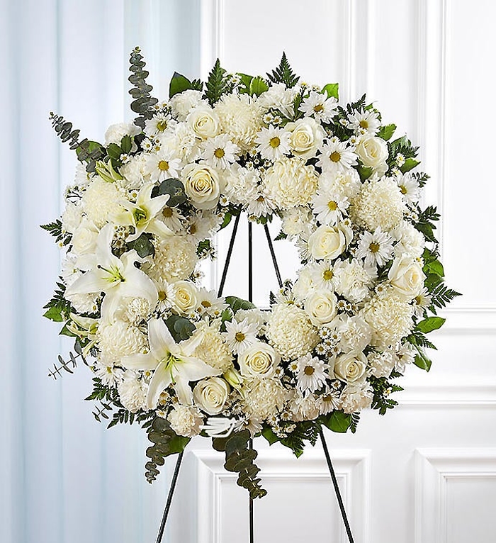 Serene Blessings Standing Wreath  - White