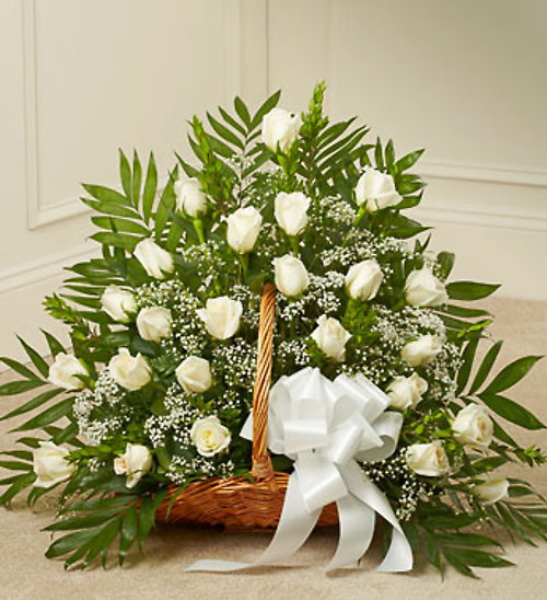 White Rose Fireside Basket