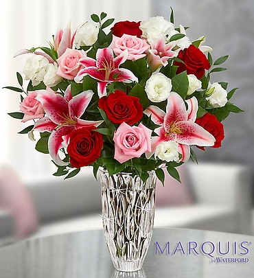 Marquis By Waterford with Red Rose and Lily Bqt.