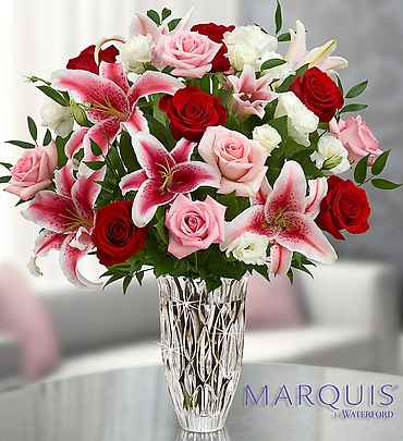 Marquis By Waterford with Red Rose and Lily Bqt.