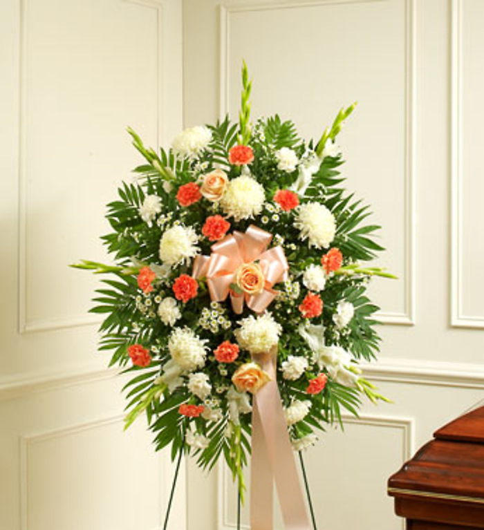 Peach, Orange and White Sympathy Standing Spray