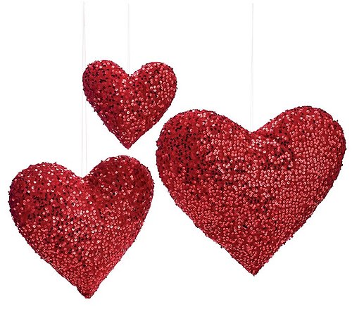 Plush Red Sequin Hearts