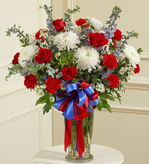 Red White and Blue Large Sympathy Vase Arrangement